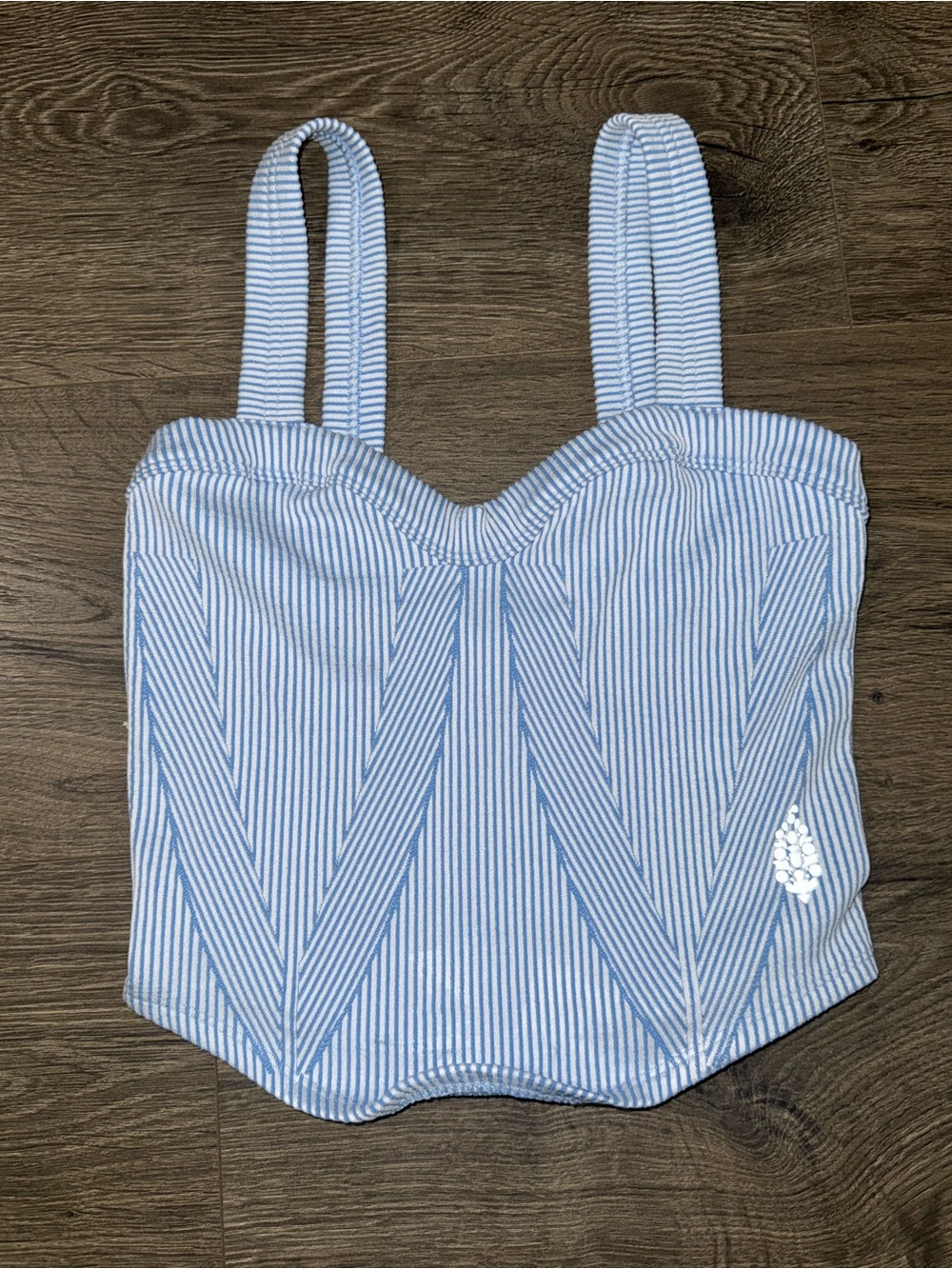 *NWOT* Free people movement perfectly plated cami in denim blue combo - Picture 2 of 6